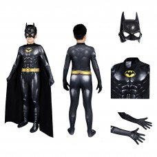 Kids Michael Keaton Suit The Flash Movie Batman Bruce Wayne Jumpsuit Cosplay Costumes