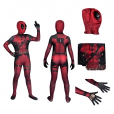 Kids Deadpool Red Cosplay Jumpsuit Deadpool 3 Wade Wilson Costumes Halloween Suit