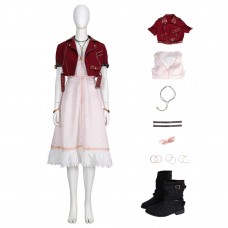 Aerith Gainsborough FF7 Costume Game Final Fantasy VII Cosplay Suit Halloween Dress Deluxe
