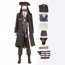 Jack Sparrow Costume Pirates of the Caribbean Suit Captain Halloween Cosplay Outfits