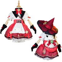 Kids Klee Cosplay Costumes Genshin Impact Red Dress Halloween Suits  