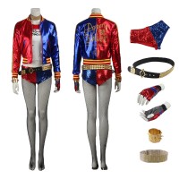 Harley Quinn Cosplay Costume Suicide Squad Cosplay Leather Suit Upgraded Version  